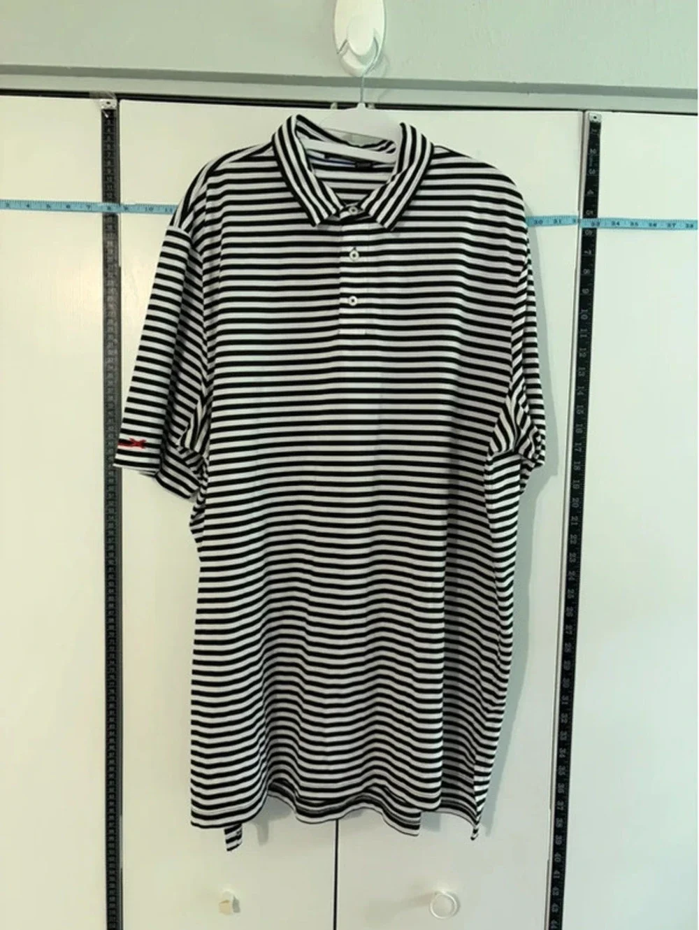 RLX Ralph Lauren Men's XXL Black White Striped Performance Golf Polo Shirt